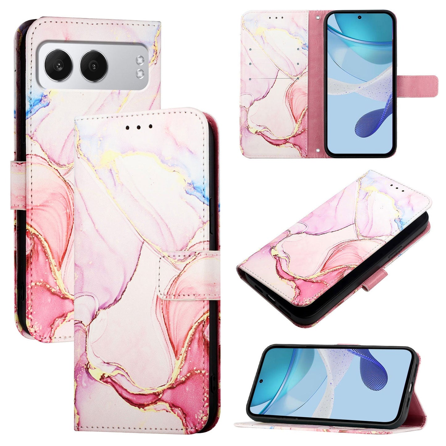 For OnePlus Nord 4 Case YB Pattern Printing Leather Series-5 Marble Pattern Wallet Phone Cover - Rose Gold LS005