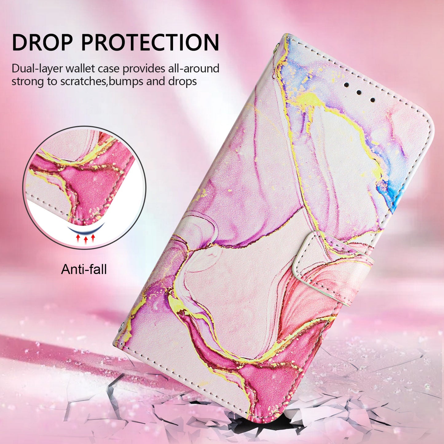 For OnePlus Nord 4 Case YB Pattern Printing Leather Series-5 Marble Pattern Wallet Phone Cover - Rose Gold LS005