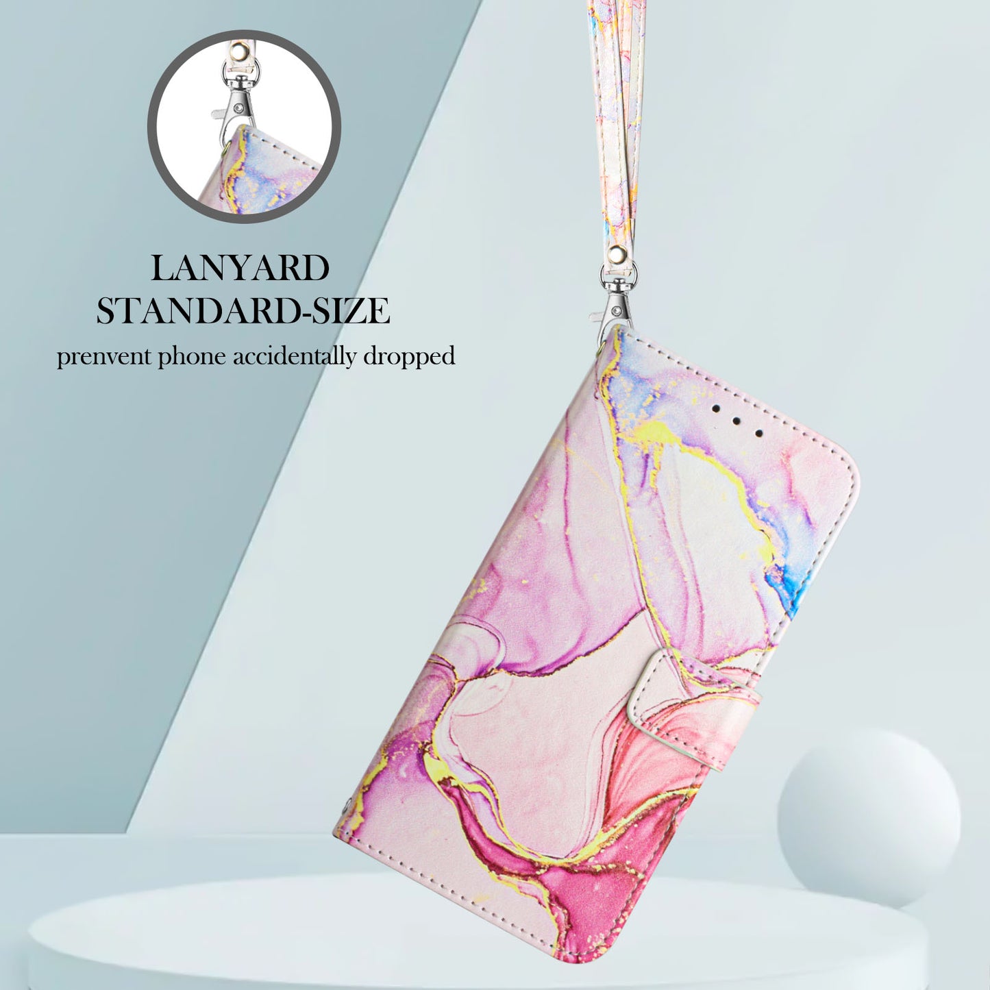 For Samsung Galaxy A06 Case YB Pattern Printing Leather Series-5   Marble Pattern Wallet Phone Cover - Rose Gold LS005