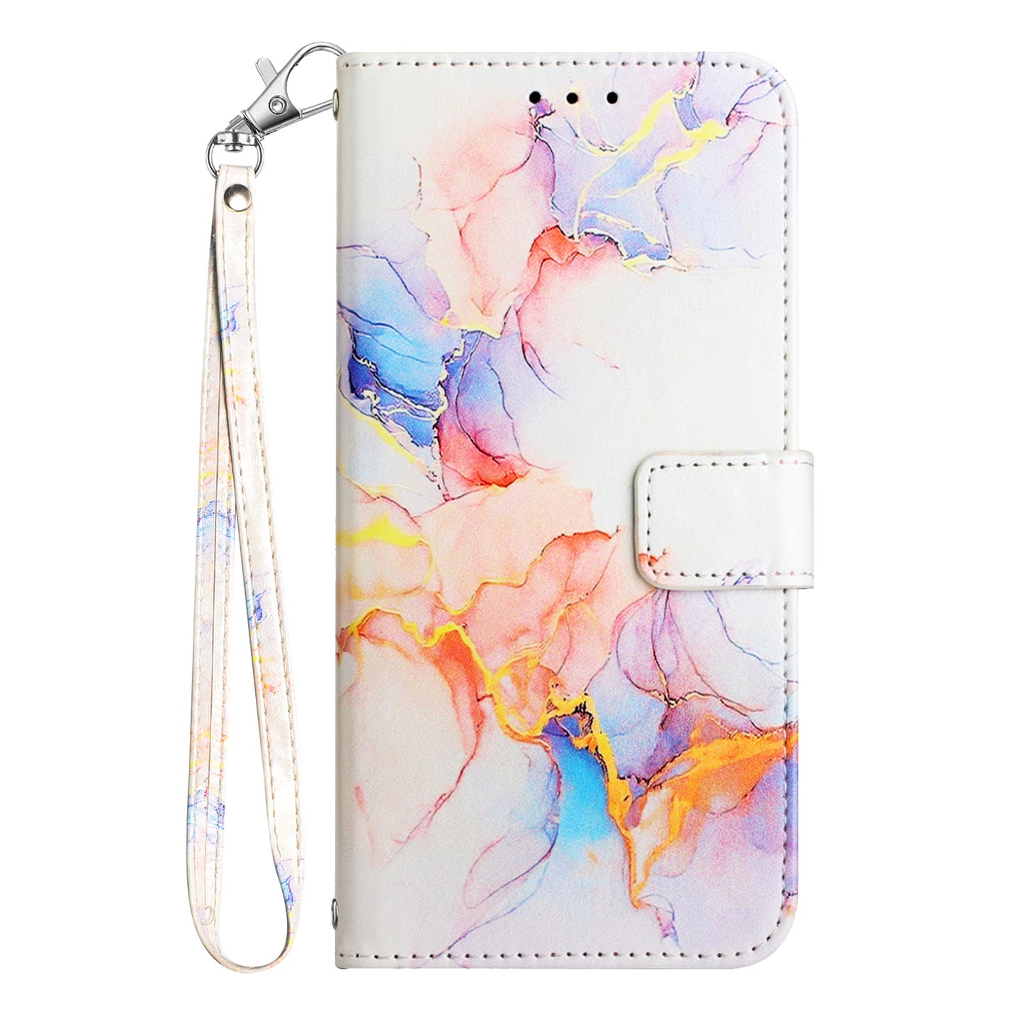 For Samsung Galaxy A06 Case YB Pattern Printing Leather Series-5   Marble Pattern Wallet Phone Cover - Milky Way Marble White LS004