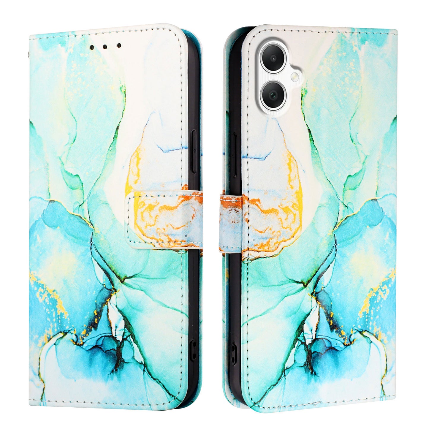 For Samsung Galaxy A06 Case YB Pattern Printing Leather Series-5   Marble Pattern Wallet Phone Cover - Green LS003