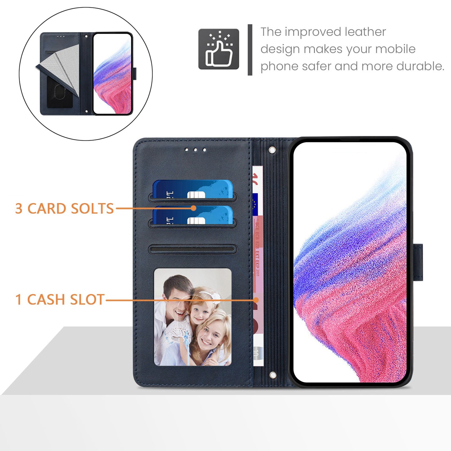 For Samsung Galaxy A16 5G / A16 4G Case RFID Blocking Wallet Leather Phone Cover with Strap - Black