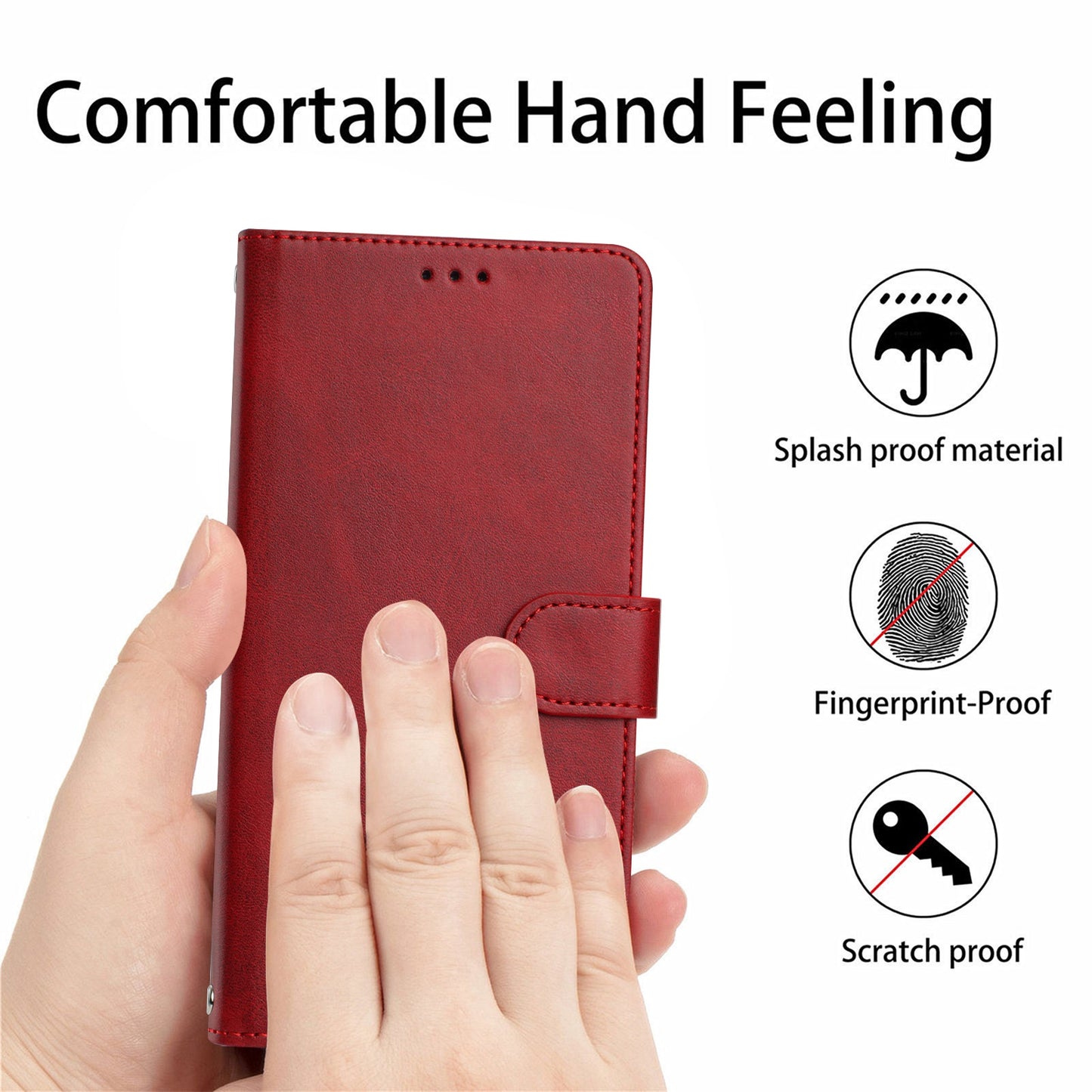 For Samsung Galaxy A16 5G / A16 4G Case RFID Blocking Wallet Leather Phone Cover with Strap - Red