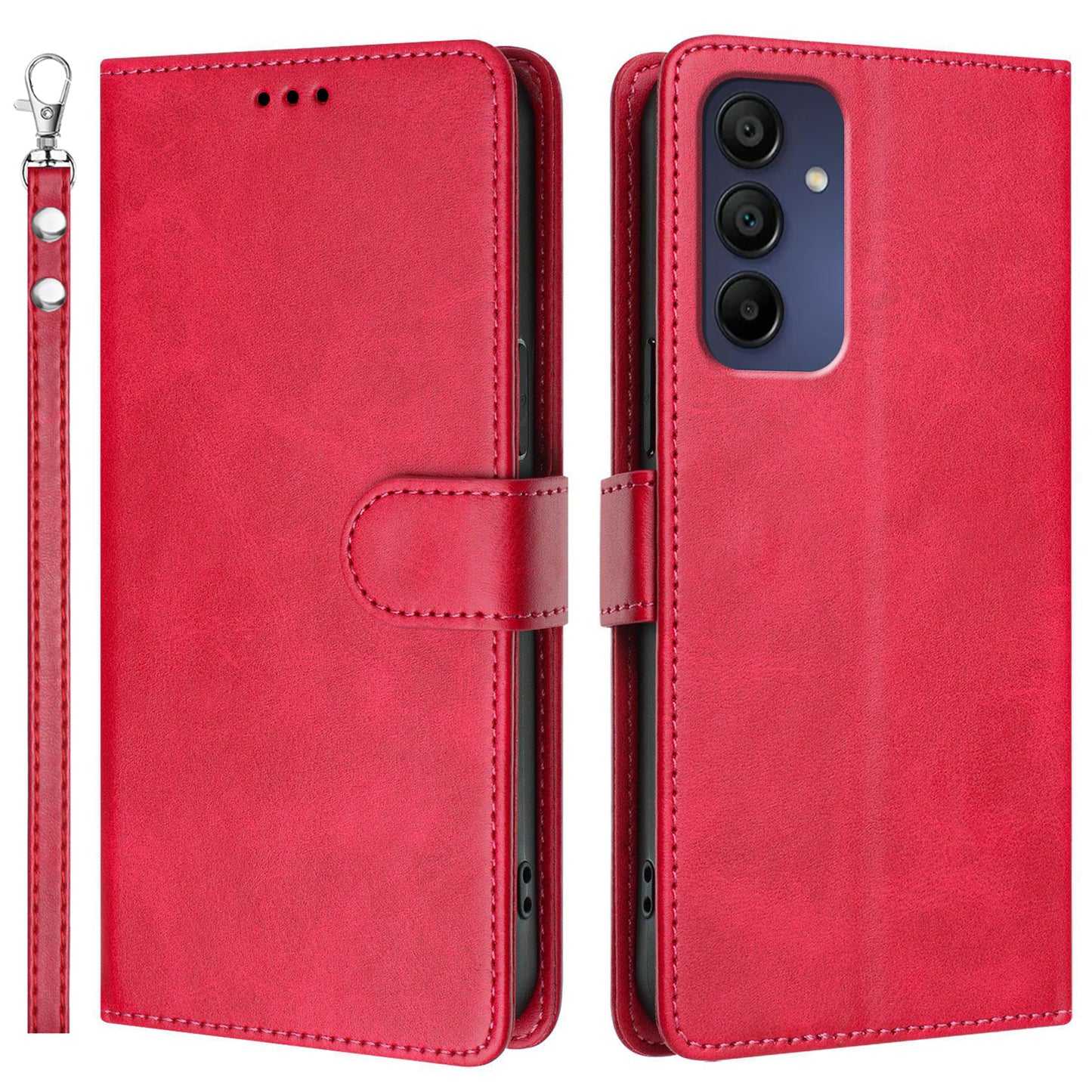 For Samsung Galaxy A16 5G / A16 4G Case RFID Blocking Wallet Leather Phone Cover with Strap - Rose
