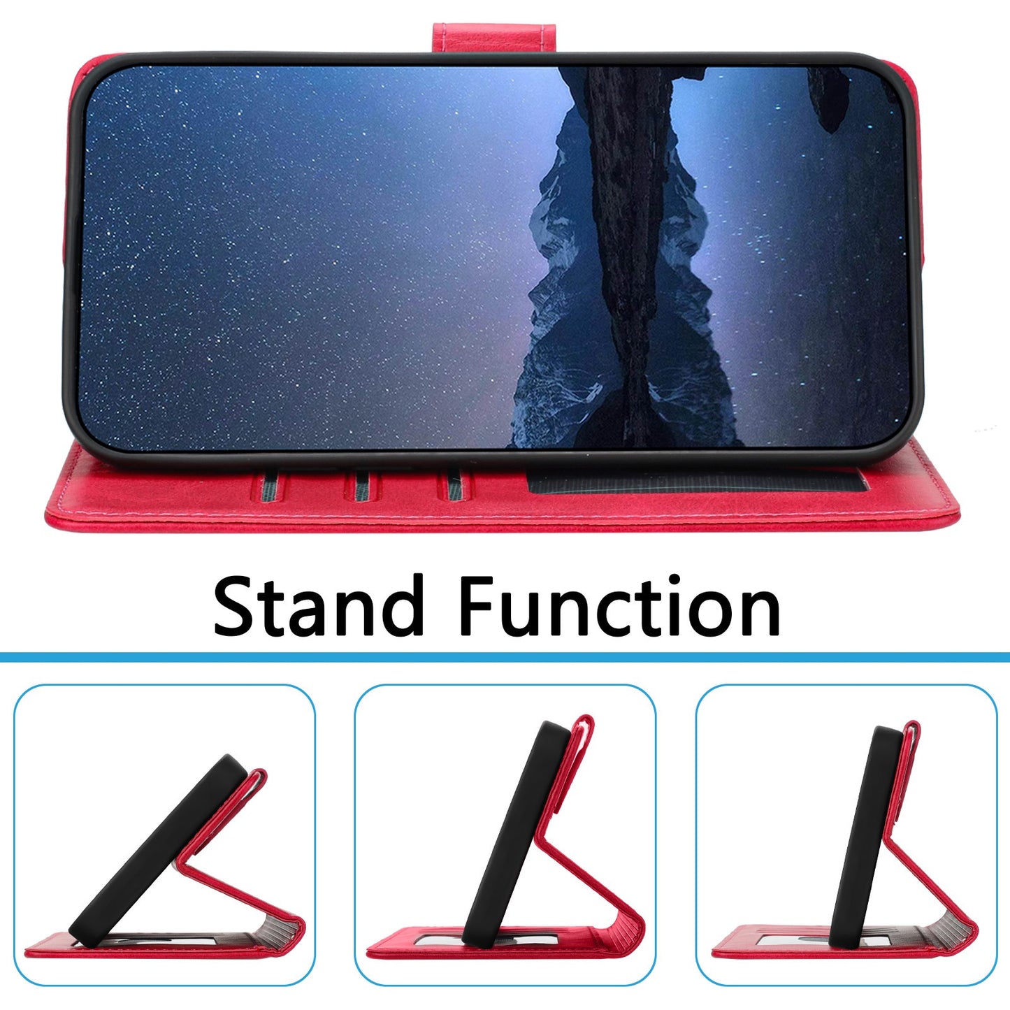 For Samsung Galaxy A16 5G / A16 4G Case RFID Blocking Wallet Leather Phone Cover with Strap - Rose