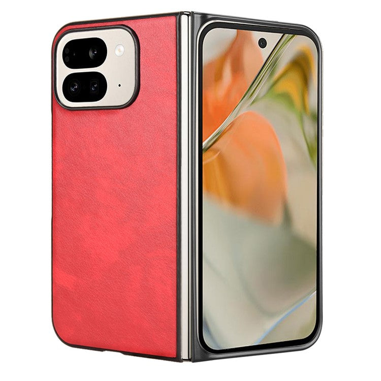 For Google Pixel 9 Pro Fold 5G Case Litchi Texture PU Leather + PC Phone Cover - Red