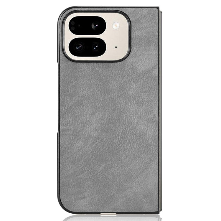 For Google Pixel 9 Pro Fold 5G Case Litchi Texture PU Leather + PC Phone Cover - Grey