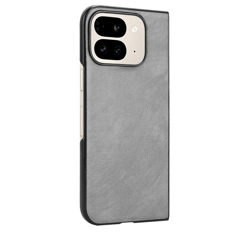 For Google Pixel 9 Pro Fold 5G Case Litchi Texture PU Leather + PC Phone Cover - Grey