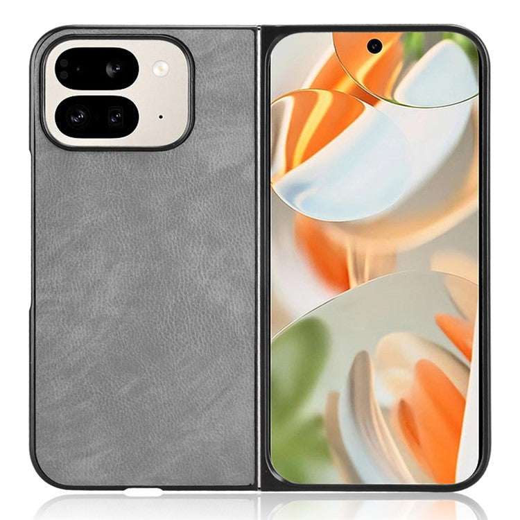 For Google Pixel 9 Pro Fold 5G Case Litchi Texture PU Leather + PC Phone Cover - Grey