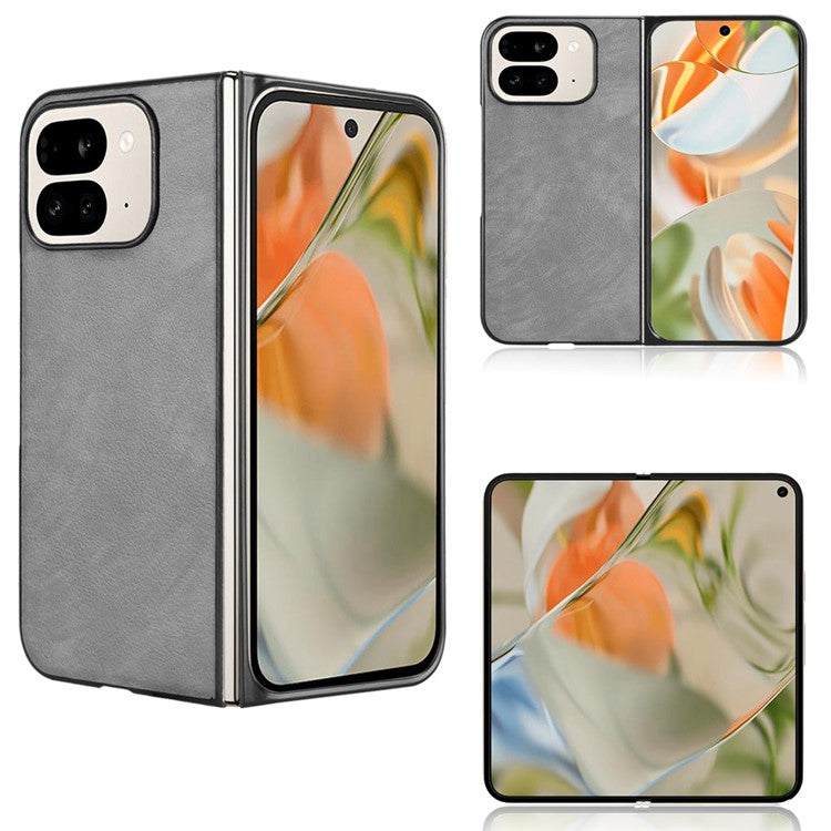 For Google Pixel 9 Pro Fold 5G Case Litchi Texture PU Leather + PC Phone Cover - Grey