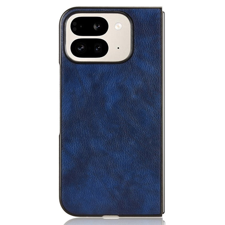 For Google Pixel 9 Pro Fold 5G Case Litchi Texture PU Leather + PC Phone Cover - Blue