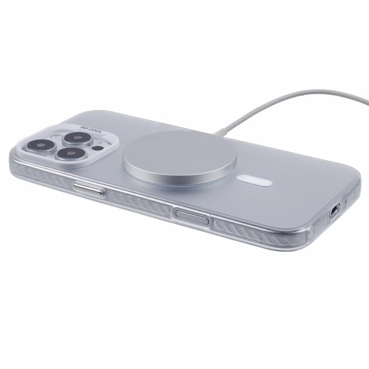 For iPhone 16 Pro Case Compatible with MagSafe Laser Effect TPU+Acrylic Phone Cover - White