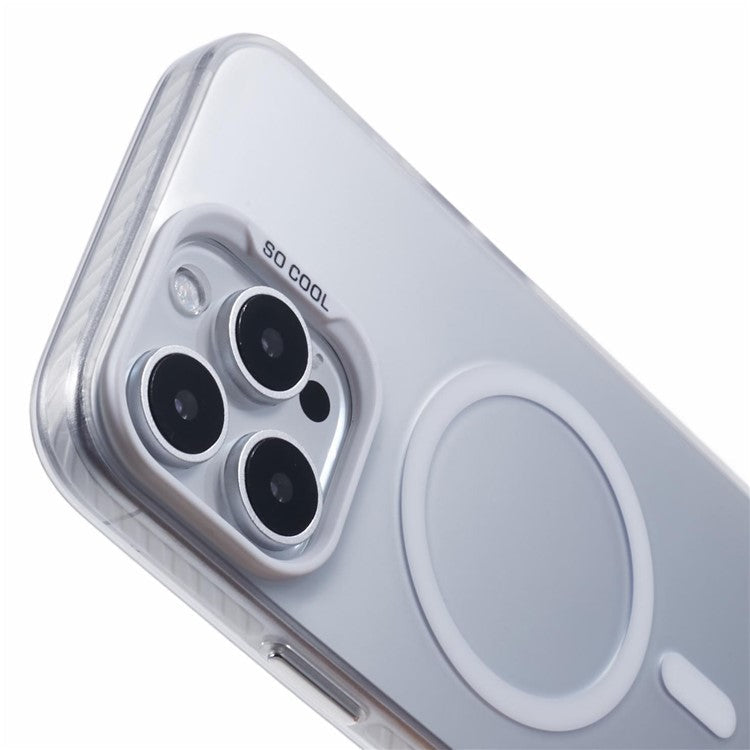 For iPhone 16 Pro Case Compatible with MagSafe Laser Effect TPU+Acrylic Phone Cover - White