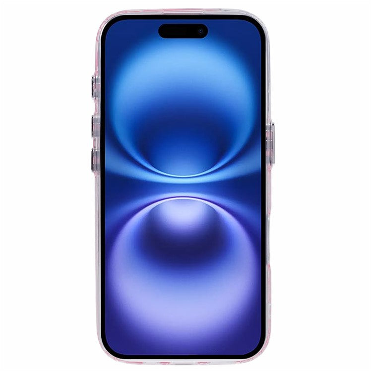 For iPhone 16 Case Compatible with MagSafe Glitter Sequin Epoxy TPU+Acrylic Phone Cover - Rose