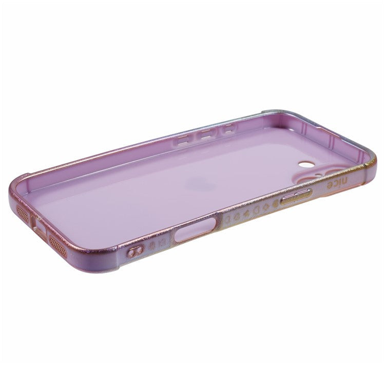 For iPhone 16 Plus Case TPU Heart Pattern Iridescent Gradient Phone Cover - Colorful Purple