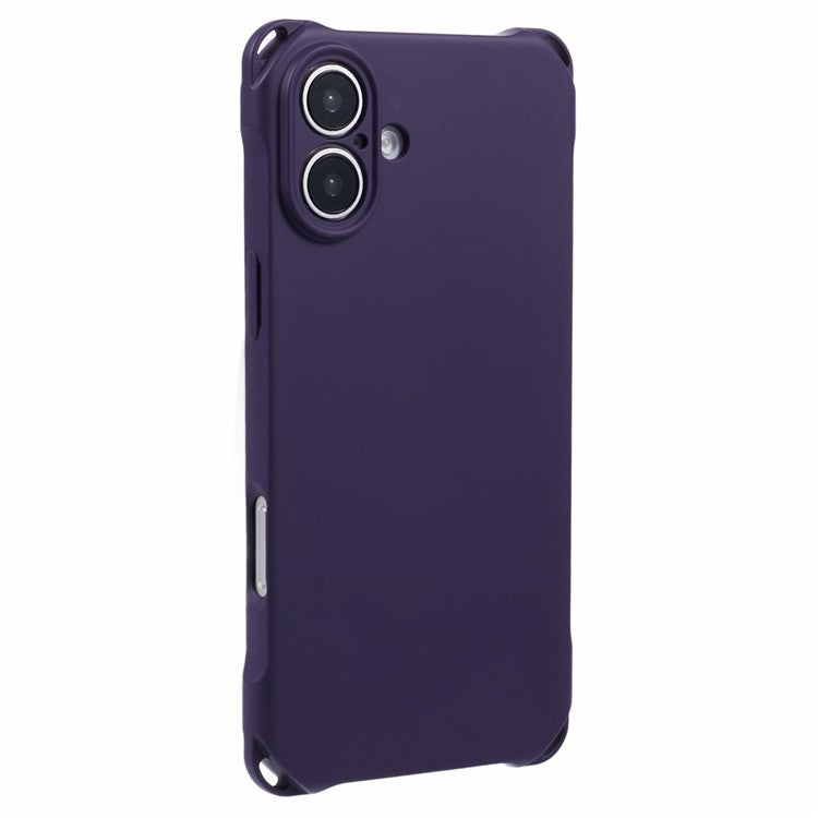 For iPhone 16 Case Four Corners Fall Protection TPU Back Cover - Dark Purple