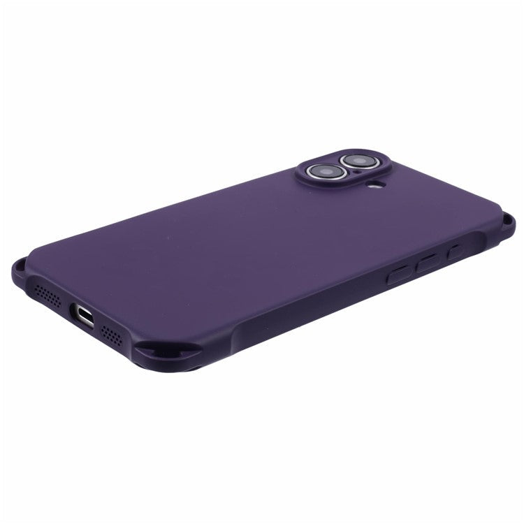 For iPhone 16 Case Four Corners Fall Protection TPU Back Cover - Dark Purple