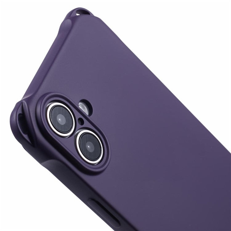 For iPhone 16 Case Four Corners Fall Protection TPU Back Cover - Dark Purple