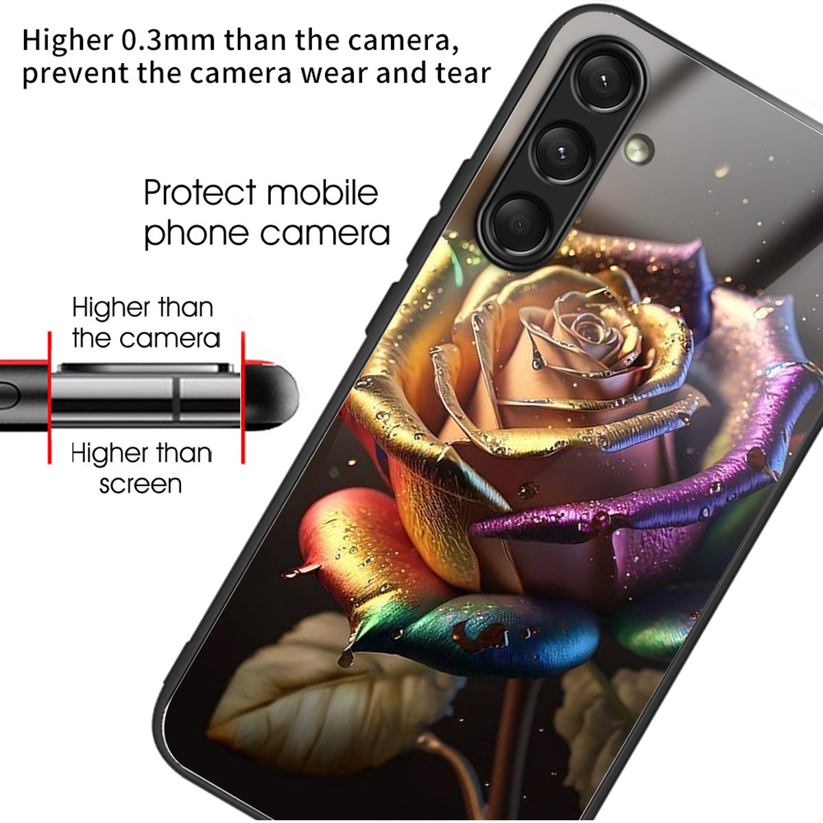 For Samsung Galaxy A16 5G / A16 4G Case Tempered Glass TPU Drop-Proof Phone Cover Pattern Printing - Style E