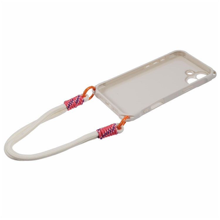 For iPhone 16 Plus Case Reinforced Corner Shockproof TPU Phone Cover with Wrist Strap - White
