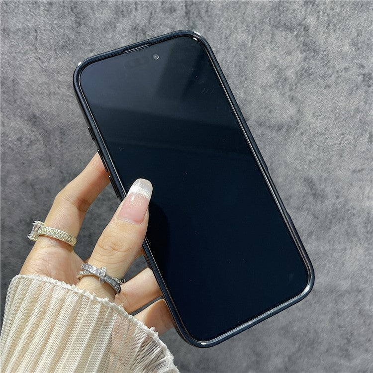 For iPhone 16 Magnetic Case Feather Texture Bling Sparkly TPU + PC Phone Cover - Dark Blue