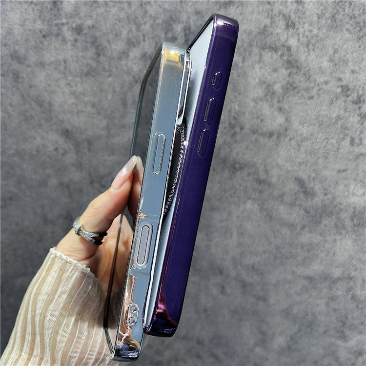 For iPhone 16 Magnetic Case Bling Rhinestone Clear TPU + PC Phone Cover - Blue