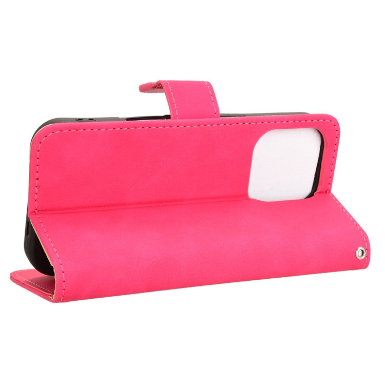 For iPhone 16 Pro Leather Case Skin-Feel Anti-Drop Wallet Flip Phone Cover - Rose