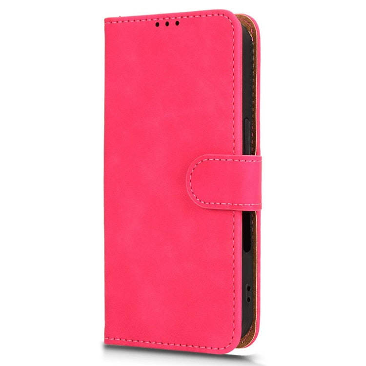 For iPhone 16 Pro Leather Case Skin-Feel Anti-Drop Wallet Flip Phone Cover - Rose