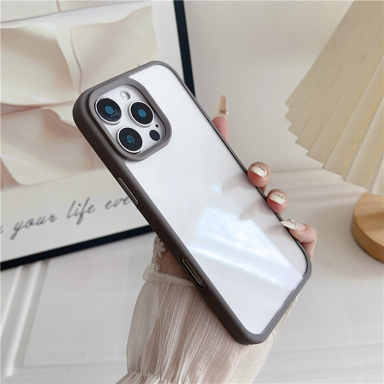 For iPhone 16 Pro Case TPU+PC Crystal Clear Back Cover with Lanyard Holes - Grey