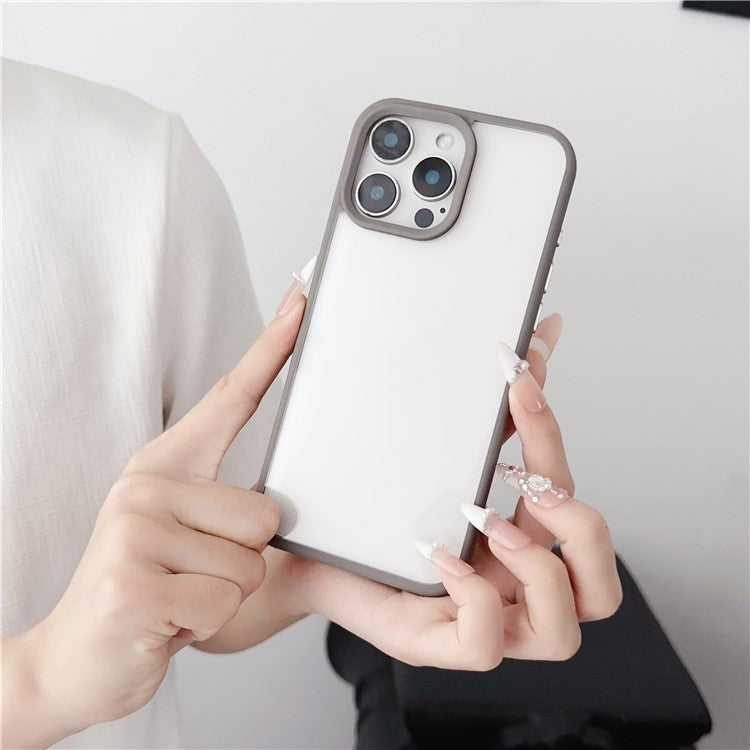 For iPhone 16 Pro Case TPU+PC Crystal Clear Back Cover with Lanyard Holes - Grey