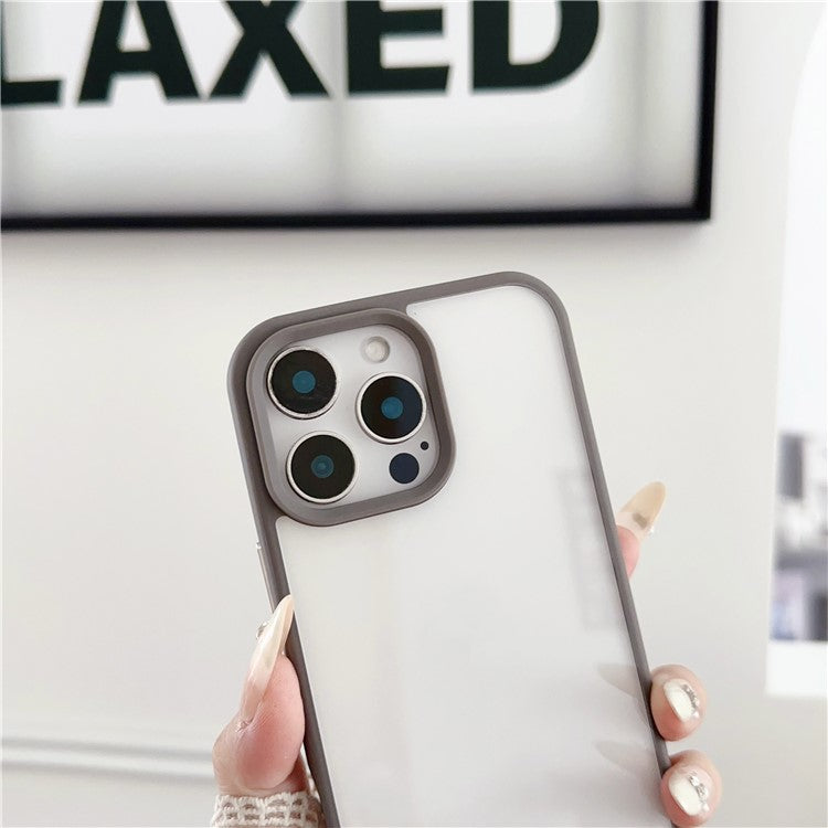 For iPhone 16 Pro Case TPU+PC Crystal Clear Back Cover with Lanyard Holes - Grey