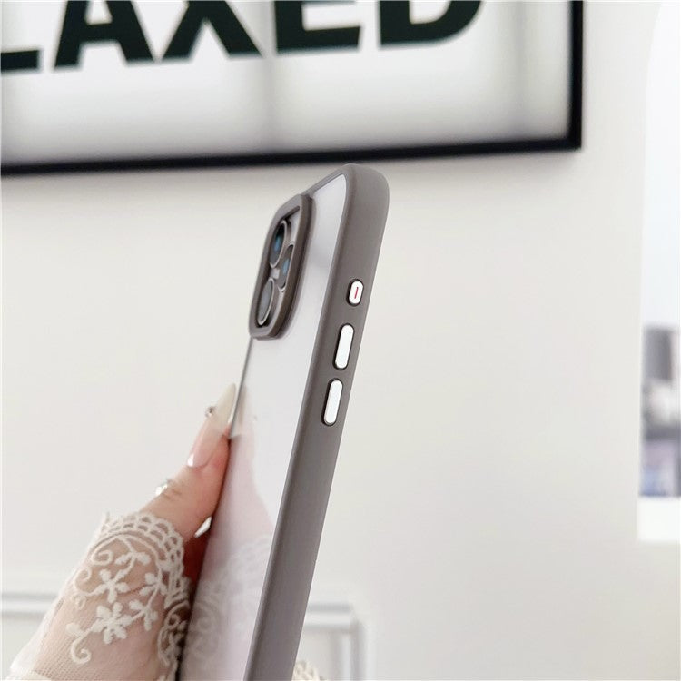 For iPhone 16 Pro Case TPU+PC Crystal Clear Back Cover with Lanyard Holes - Grey