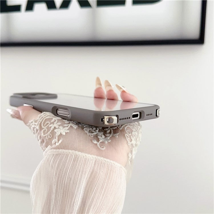 For iPhone 16 Pro Case TPU+PC Crystal Clear Back Cover with Lanyard Holes - Grey