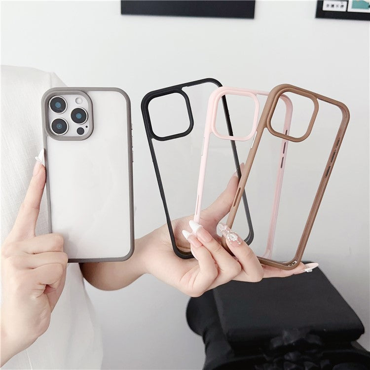 For iPhone 16 Pro Case TPU+PC Crystal Clear Back Cover with Lanyard Holes - Grey