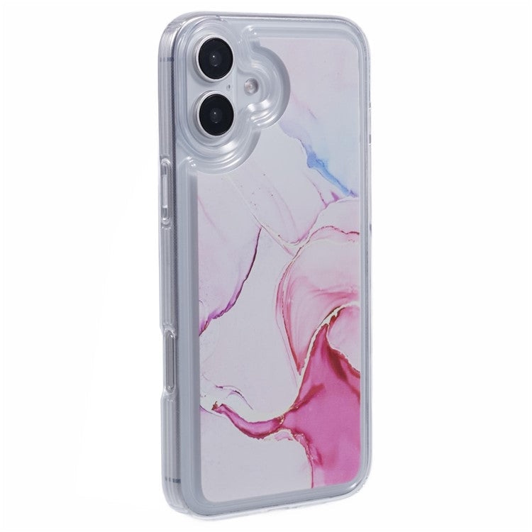For iPhone 16 Plus Case Marble Pattern Airbag Drop Protection TPU Phone Cover - MR3
