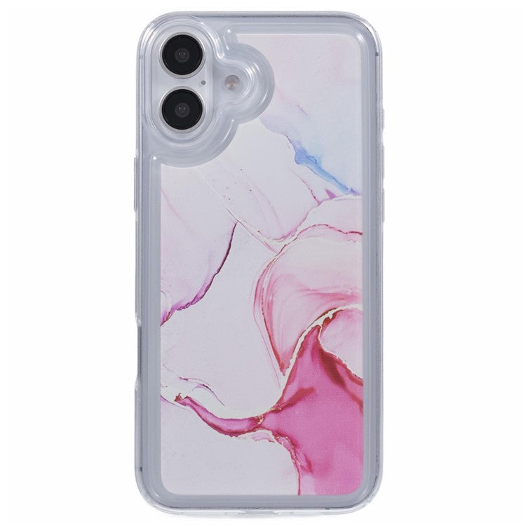For iPhone 16 Plus Case Marble Pattern Airbag Drop Protection TPU Phone Cover - MR3