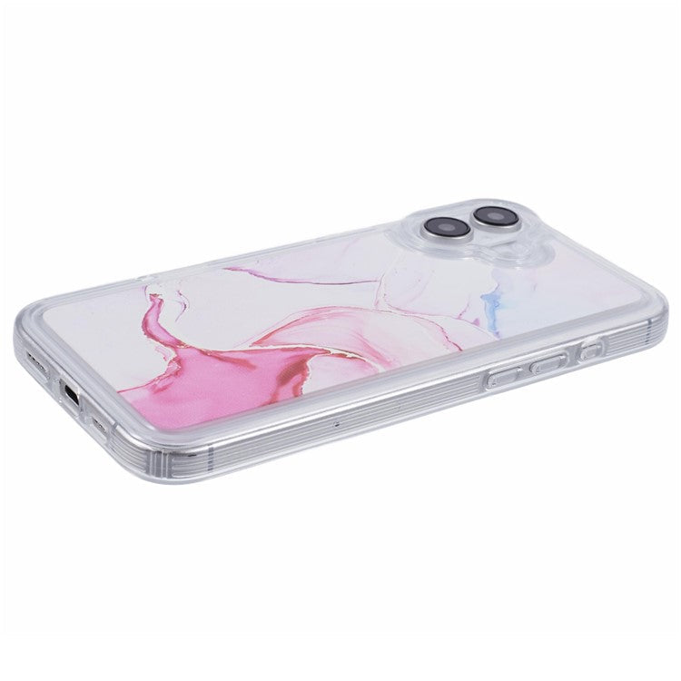 For iPhone 16 Plus Case Marble Pattern Airbag Drop Protection TPU Phone Cover - MR3