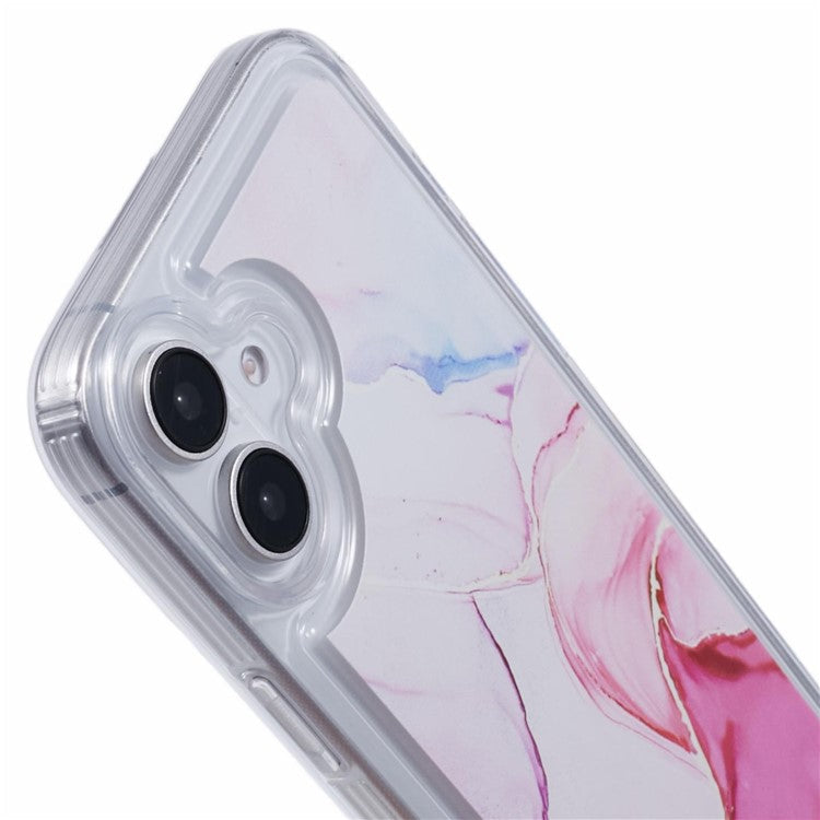 For iPhone 16 Plus Case Marble Pattern Airbag Drop Protection TPU Phone Cover - MR3