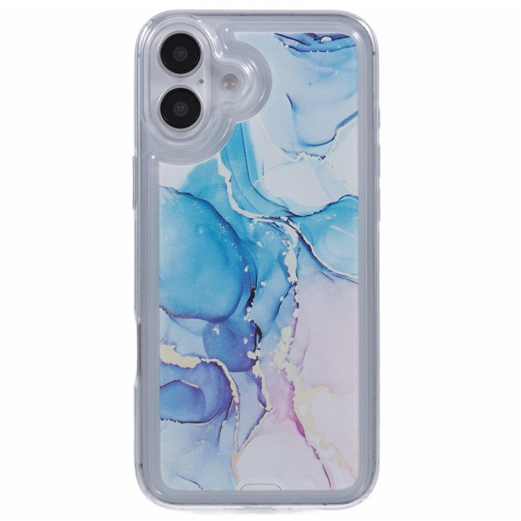 For iPhone 16 Plus Case Marble Pattern Airbag Drop Protection TPU Phone Cover - MR11
