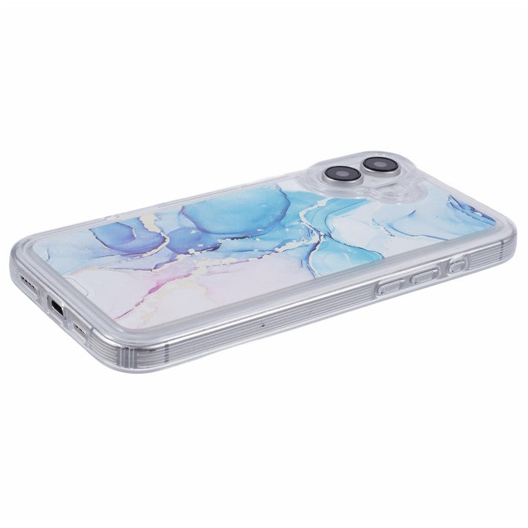For iPhone 16 Plus Case Marble Pattern Airbag Drop Protection TPU Phone Cover - MR11