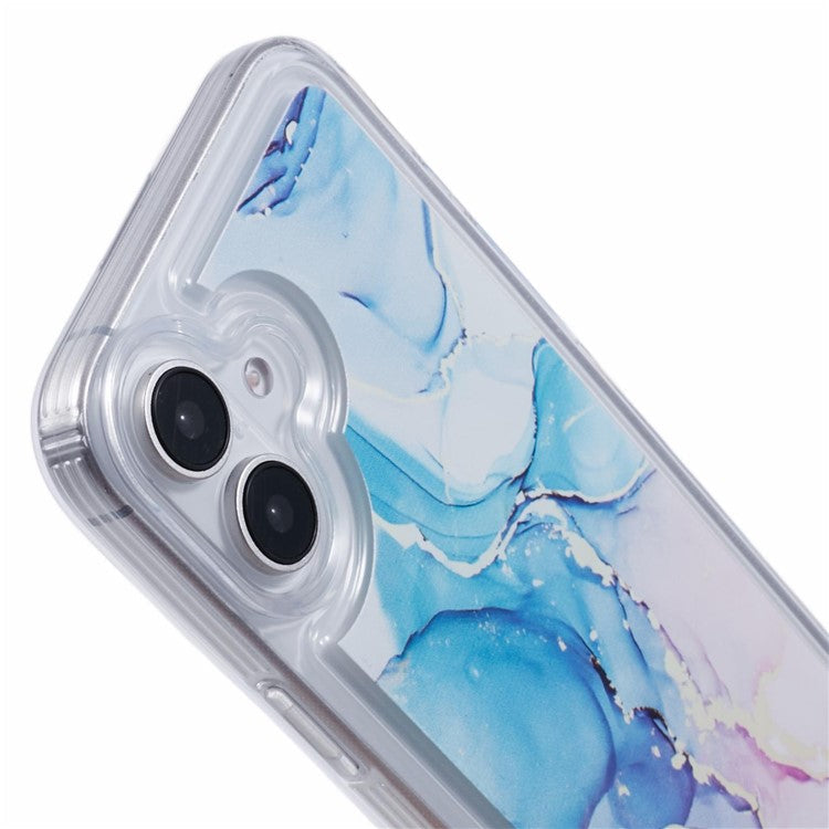 For iPhone 16 Plus Case Marble Pattern Airbag Drop Protection TPU Phone Cover - MR11