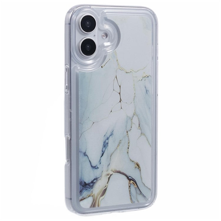 For iPhone 16 Plus Case Marble Pattern Airbag Drop Protection TPU Phone Cover - MR2