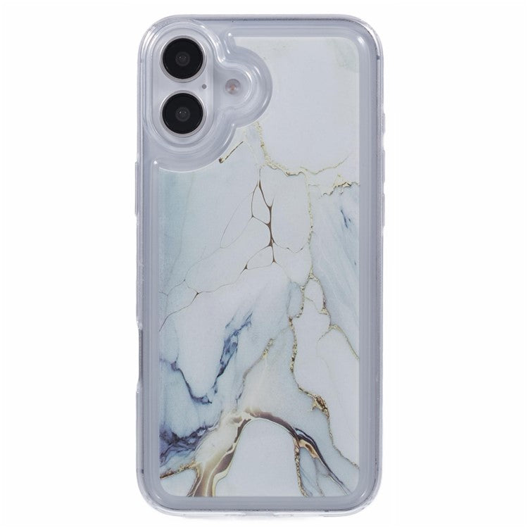 For iPhone 16 Plus Case Marble Pattern Airbag Drop Protection TPU Phone Cover - MR2