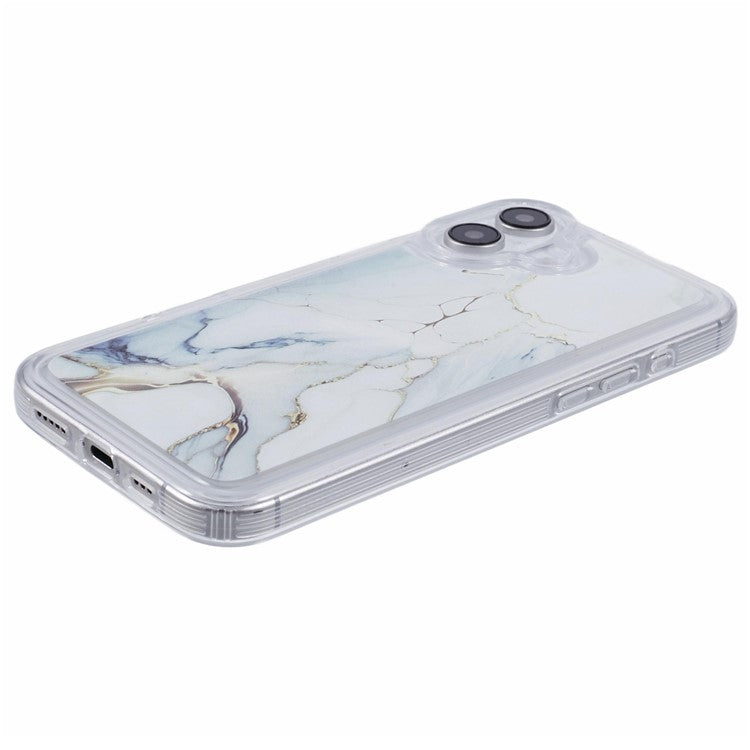 For iPhone 16 Plus Case Marble Pattern Airbag Drop Protection TPU Phone Cover - MR2