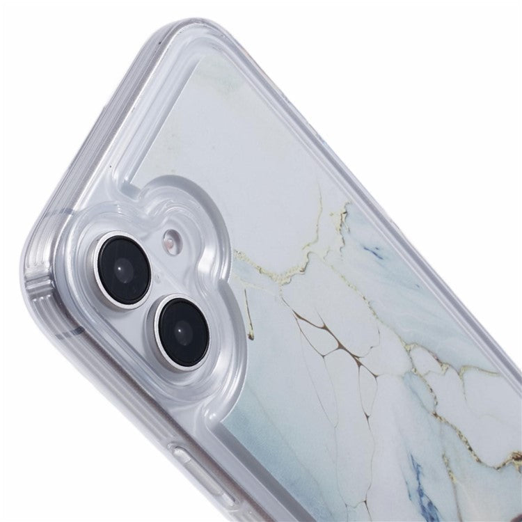 For iPhone 16 Plus Case Marble Pattern Airbag Drop Protection TPU Phone Cover - MR2