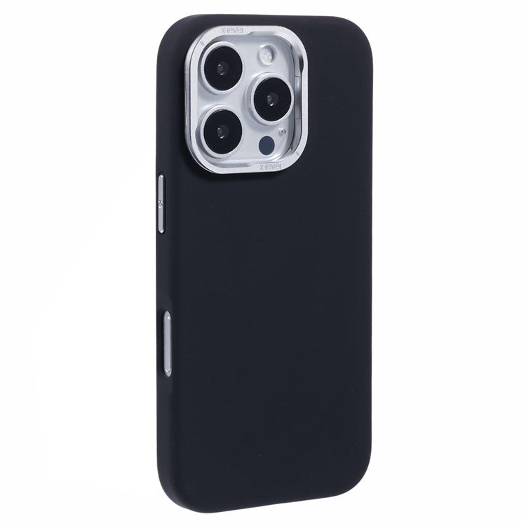 X-LEVEL For iPhone 16 Pro Case Compatible with MagSafe Lens Kickstand Liquid Silicone Soft Phone Cover - Black