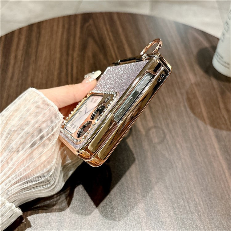 For Huawei nova Flip 5G Case Glitter Design Rhinestone Decor Hard PC Phone Cover - Purple