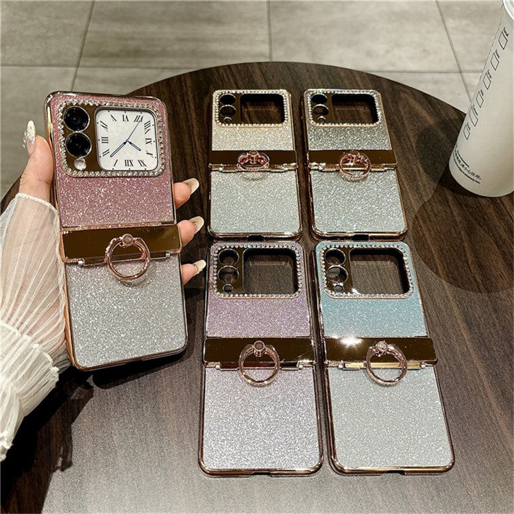 For Huawei nova Flip 5G Case Glitter Design Rhinestone Decor Hard PC Phone Cover - Purple