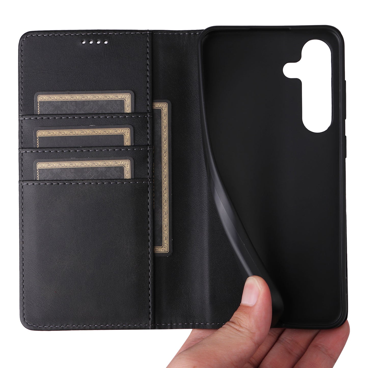 For Samsung Galaxy A16 5G / A16 4G Case RFID Blocking PU Leather Phone Wallet Cover - Black