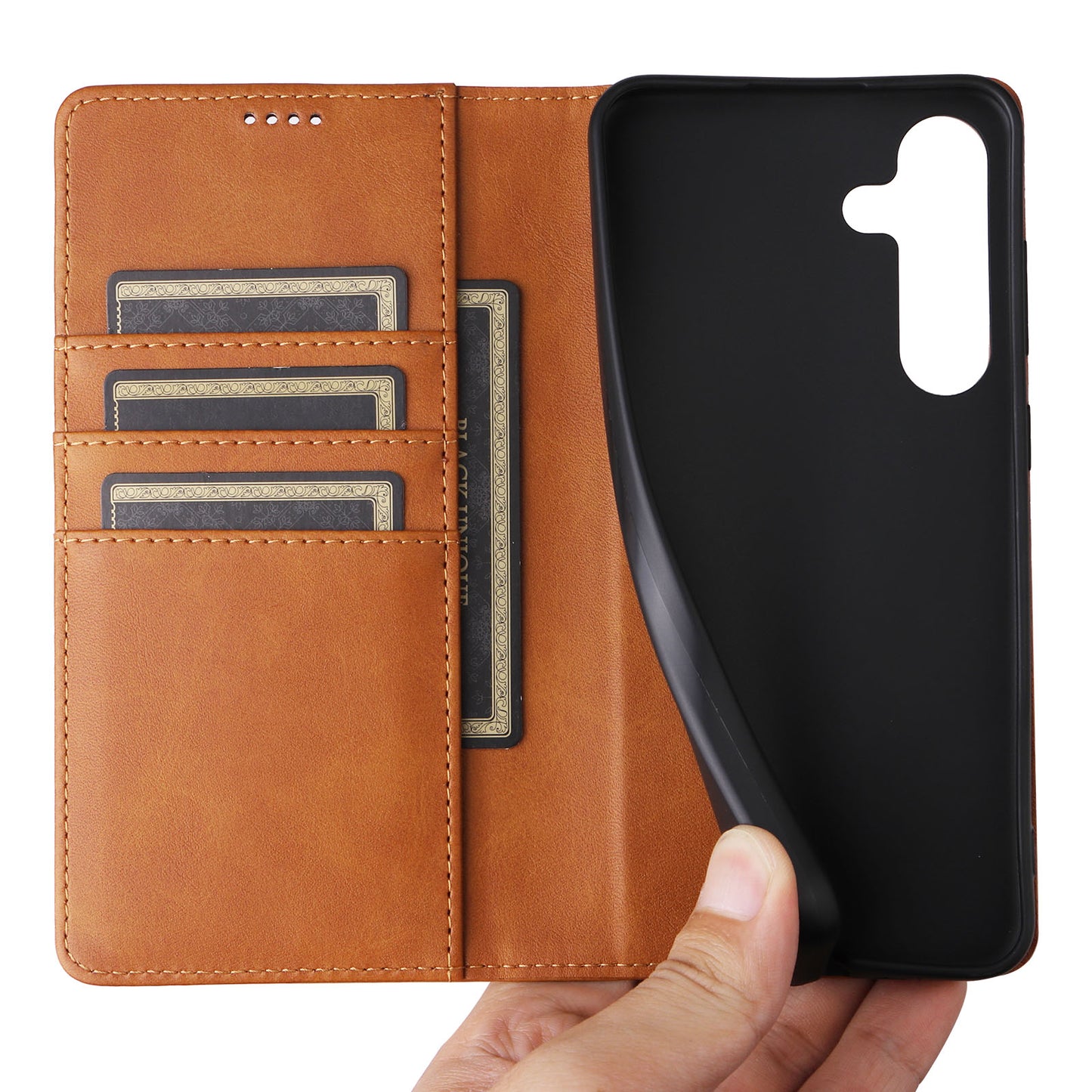 For Samsung Galaxy A16 5G / A16 4G Case RFID Blocking PU Leather Phone Wallet Cover - Brown